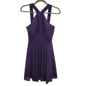 Iefiel Women's Vintage Royal Purple Plum V Strap Prom Party Cocktail Dress M